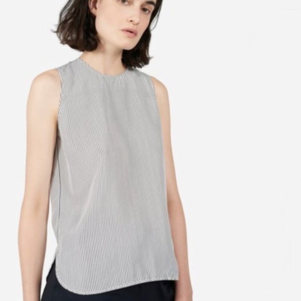 Everlane Silk Shell in Black & White, Sz 0
